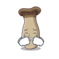 Crying king trumpet mushroom mascot cartoon