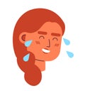 Crying laughing tears woman 2D vector avatar illustration