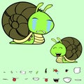 Crying little snail cartoon expressions set