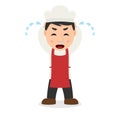 Crying Male Chef Cartoon Character
