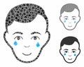 Crying man face Mosaic Icon of Rough Parts Royalty Free Stock Photo