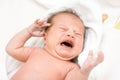 Crying newborn baby girl Royalty Free Stock Photo