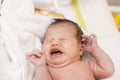 Crying newborn baby girl Royalty Free Stock Photo