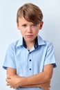 Crying Offended Little Boy Posing Isolated On White Background, Portrait Royalty Free Stock Photo