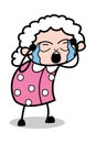 Crying - Old Cartoon Granny Vector Illustration Royalty Free Stock Photo