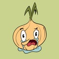 Crying Onion vintage toons: funny character, vector illustration trendy classic retro cartoon style