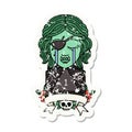 crying orc rogue character with natural one roll grunge sticker Royalty Free Stock Photo