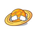 Crying planet saturnus mascot cartoon