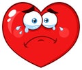 Crying Red Heart Cartoon Emoji Face Character With Sad Expression Royalty Free Stock Photo