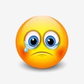 Crying sad emoticon, emoji, smiley - vector illustration