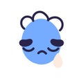 Crying Sad Face Of Emoticon. Abstract Avatar Weeping, Shedding Tears, Feeling Grief, Sorrow. Unhappy Upset Emotion Of