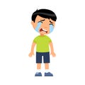 Crying sad little boy flat vector illustration. Royalty Free Stock Photo