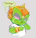 Crying and say sorry acting character design Thai cartoon