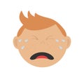 Crying screaming guy head. Baby boy emotion collection. Cute cartoon character Royalty Free Stock Photo