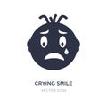 crying smile icon on white background. Simple element illustration from UI concept