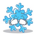 Crying snowflake character cartoon style