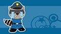 Crying standing raccoon cartoon cop costume