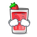 Crying strawberry mojito mascot cartoon