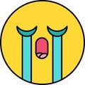 Crying, teary cute emoji vector illustration
