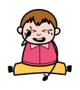 Crying - Teenager Cartoon Fat Boy Vector Illustration