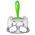 Crying toilet brush isolated in a cartoon
