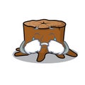 Crying tree stump mascot cartoon