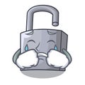 Crying unlocking padlock on the cartoon gate Royalty Free Stock Photo