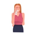 Crying Woman Character Weeping and Sobbing from Sorrow and Grief Feeling Sad and Upset Vector Illustration Royalty Free Stock Photo