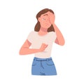 Crying Woman Character Weeping and Sobbing from Sorrow and Grief Feeling Sad and Upset Vector Illustration Royalty Free Stock Photo