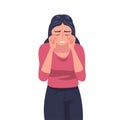 Crying Woman Character Weeping and Sobbing from Sorrow and Grief Feeling Sad and Upset Vector Illustration Royalty Free Stock Photo