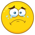 Crying Yellow Cartoon Smiley Face Character With Tears