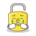 Crying yellow lock character mascot