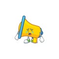 Crying yellow loudspeaker mascot on white background Royalty Free Stock Photo