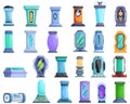 Cryogenic capsule icons set cartoon vector. Laboratory equipment Royalty Free Stock Photo