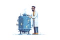 Cryogenics technician at work laptop isolated Royalty Free Stock Photo