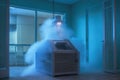 cryotherapy machine with cold vapor in a modern spa