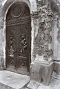 Crypt in the cemetery. wrought iron gates