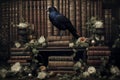 Cryptic Raven history ancient library. Generate Ai