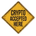 Crypto accepted here vintage rusty metal sign