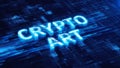 Crypto art concept. NFT - Crypto art nonfungible tokens on blue technology background Royalty Free Stock Photo
