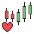 Crypto Chart Pattern and Red Heart vector Investment Passion colored icon or symbol
