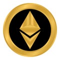 Crypto coin ethereum icon on white.