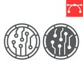 Crypto coin line and glyph icon, unique token and blockchain, non fungible token vector icon, vector graphics, editable
