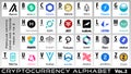 Crypto coins and tokens logos from A to Z. Vol.2. Vector altcoins signs