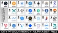 Crypto coins and tokens logos from A to Z. Vol.1. Vector BTC and altcoins signs