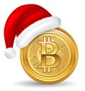 Set of crypto currency golden with christmas concept or digital currency bitcoin or digital payment currency etherum litecoin