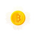 Crypto currency, bitcoin currency coin. 3d gold illustration. Bitcoin exchange Royalty Free Stock Photo