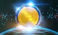 Crypto-currency, Bitcoin internet virtual money. Currency Technology Business Internet Concep