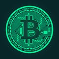 Crypto currency bitcoin in trendy green colors