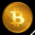 Crypto currency bitcoin vector illustration on a black background.